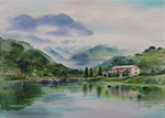 Ci Lin Lake after the rain_雨後麒麟潭_賴英澤 繪_Painted by Lai Ying-Tse